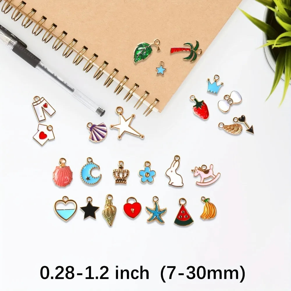 20/30/50/100pcs Mixed Style Gold-Plated Pendants, Drip Oil Alloy Pendants, Jewelry Accessories, Used for DIY Jewelry Making Pi-Mart