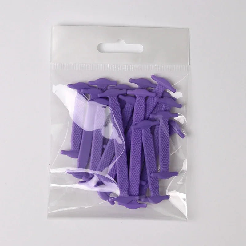 16pcs Lazy Shoelace Silicone Quick Lace Elastic Women Men No Tie Kids Adult Sneakers Lacing Shoelace Buckle Shoes Accessories LadyShow.Store