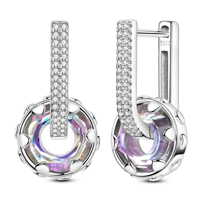 Genuine 925 Sterling Silver Love Feather Earrings Fit Original Charms Hoop For Women Girls Stud Earring Fine Jewelry Gifts Pi-Mart