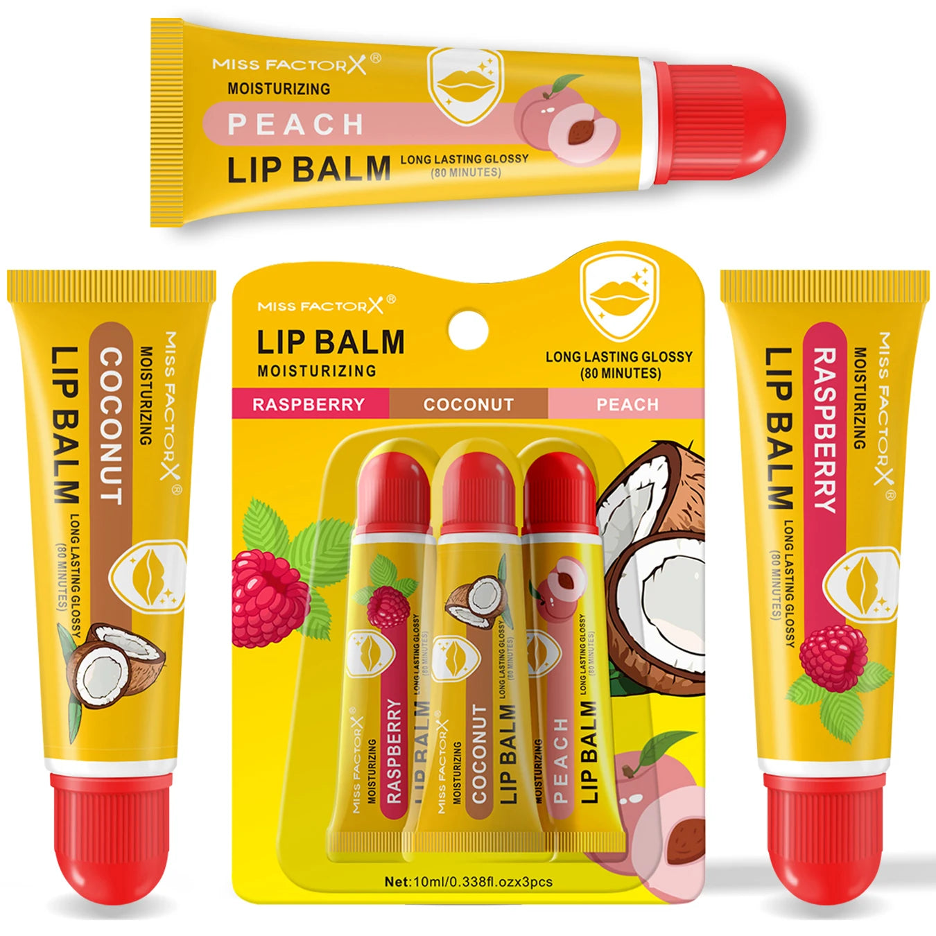 3-Piece Cardboard Lipstick Set -10ml * 3PCS Portable Belt Deep Moisturizing and Gloss Autumn and Winter Care Lipstick Pi-Mart