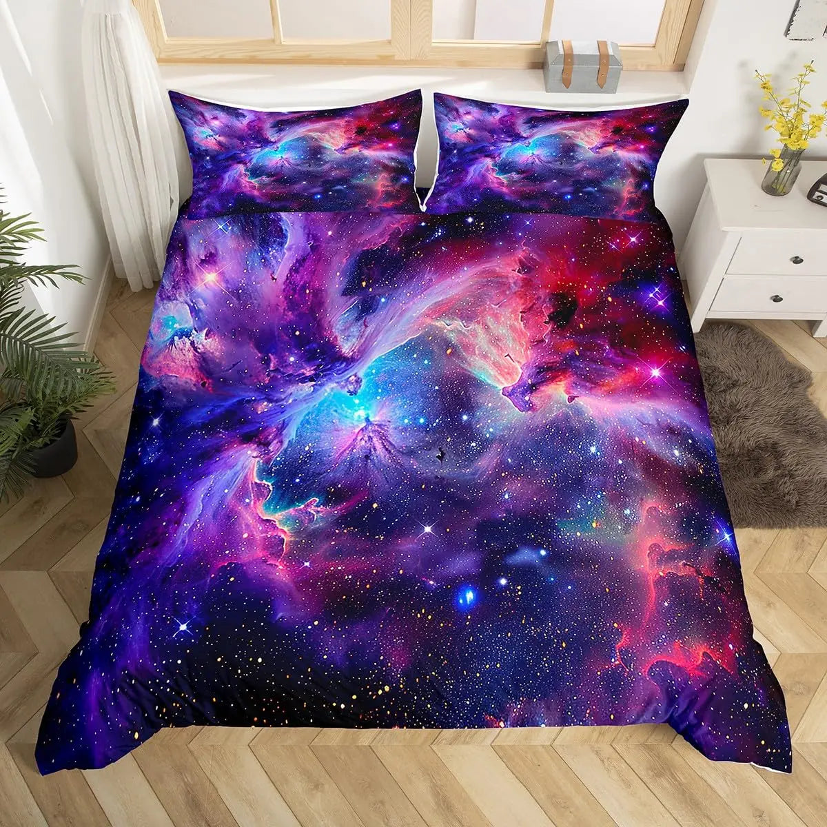 Galaxy Duvet Cover Starry Sky Bedding Set Twin Full Queen King Mysterious Outer Space Comforter Cover For Boys Girl Room Dorm Pi-Mart