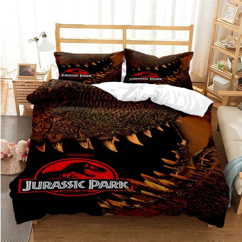 Jurassic Park Bedding Set Cartoon Kids Duvet Cover Set Pillowcase Queen King Double Bed Home Dropshipping King Size Bedding Set Pi-Mart