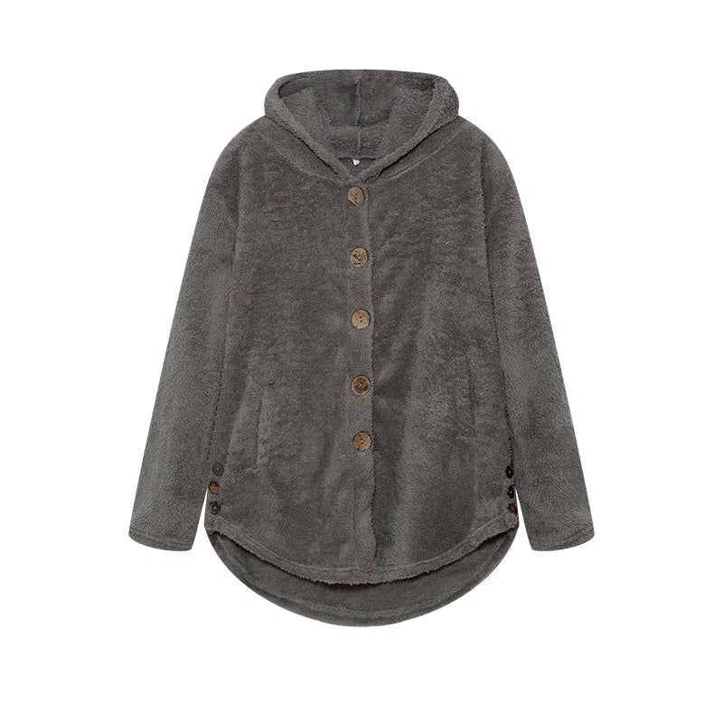 Fashion Trend Autumn and Winter Press-pleated Printed Turn-collar Long-sleeved Shirt Two-piece Furry Coat LadyShow.Store