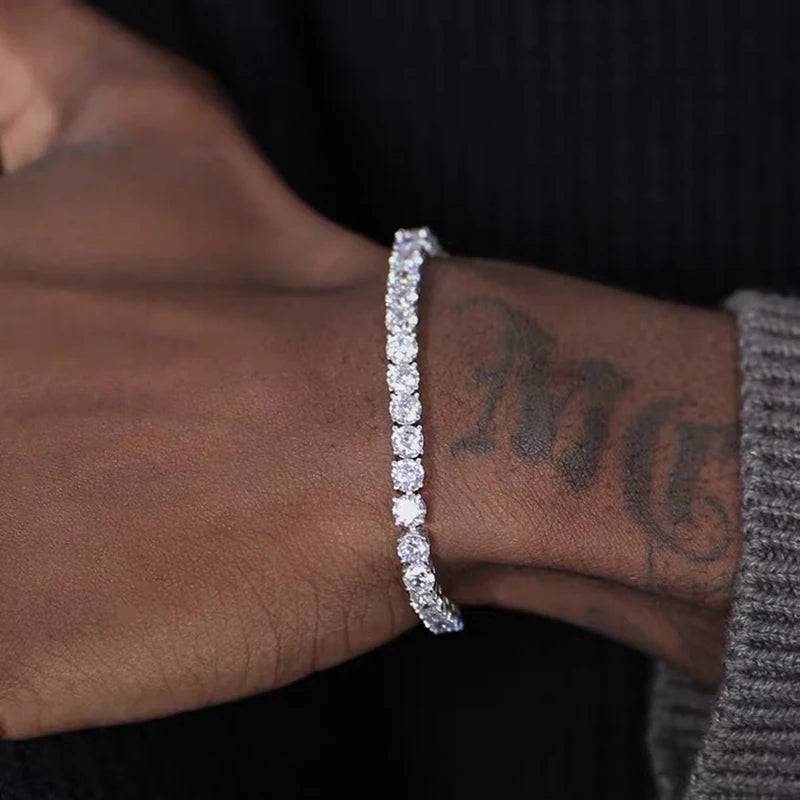Hiphop Tennis Bracelet Homme Iced Out 3/4/5mm Cubic Zirconia Mens Crystal Chain on The Hand Hip-hop Streetwear Jewelry Male H086 Pi-Mart