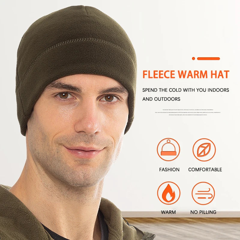 Winter Fleece Beanie Cycling Men Women Elastic Hiking Soft Thermal Commuting Ski Helmet Liner Hat Windproof Camping Cap Outdoor Pi-Mart