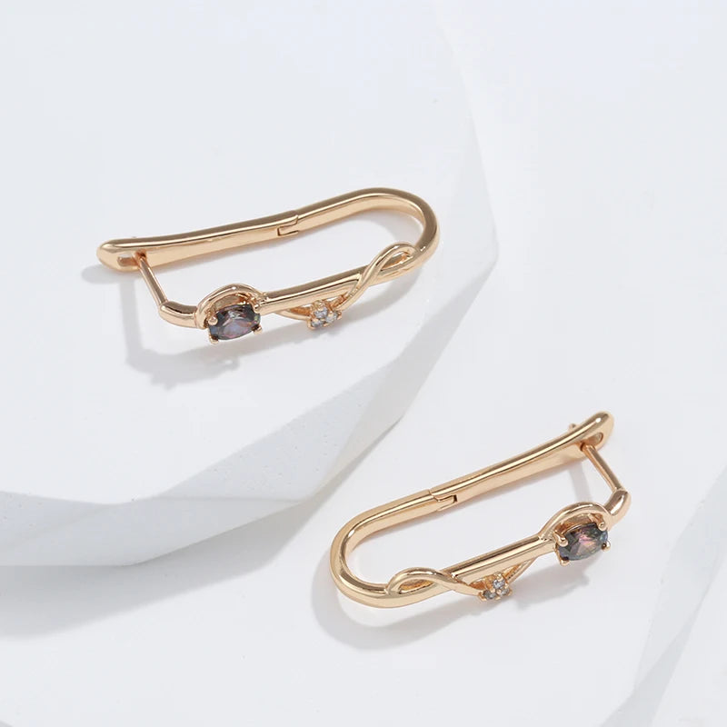 Kinel New 585 Rose Gold Long Earrings Trendy Natural Zircon Earrings Luxury Jewelry 2022 Gifts For Girls'Temperament Accessories Pi-Mart