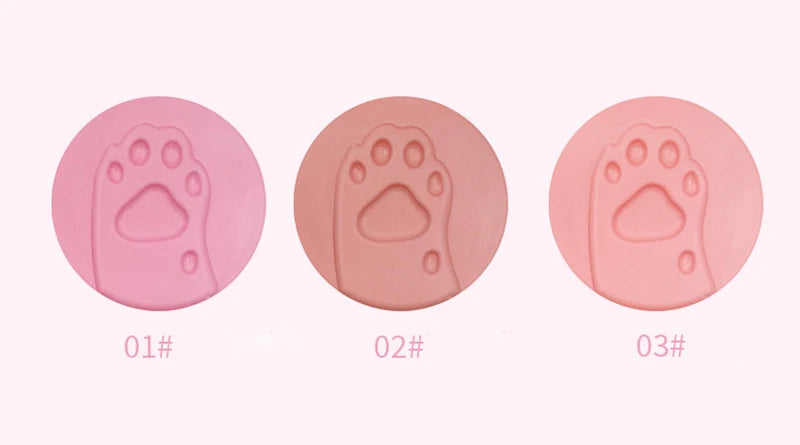 Cat Paw Cream Blush With Thumb Powder Puff Natural Matte Brighten Purple Apricot Rubores Cute Blusher Rouge Korean Dupes Makeup Pi-Mart