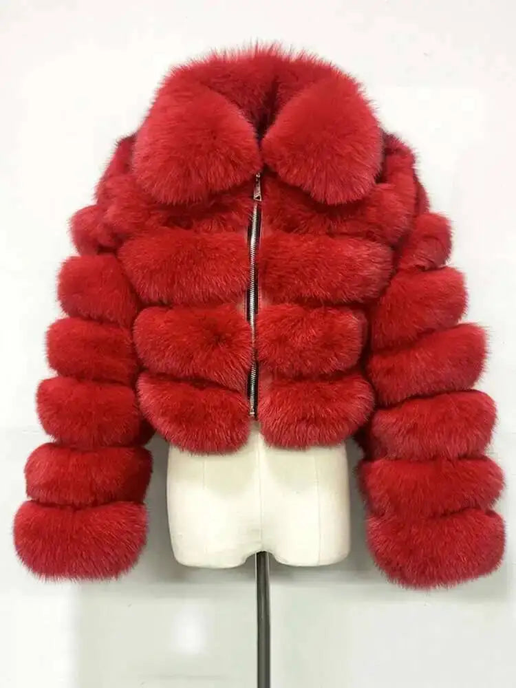 DEAT Fashion Women's Faux Fur Coat Lapel Zipper Long Sleeves Loose Thick Imitation  Fur Short Jacket Winter New 7AB6103 Pi-Mart