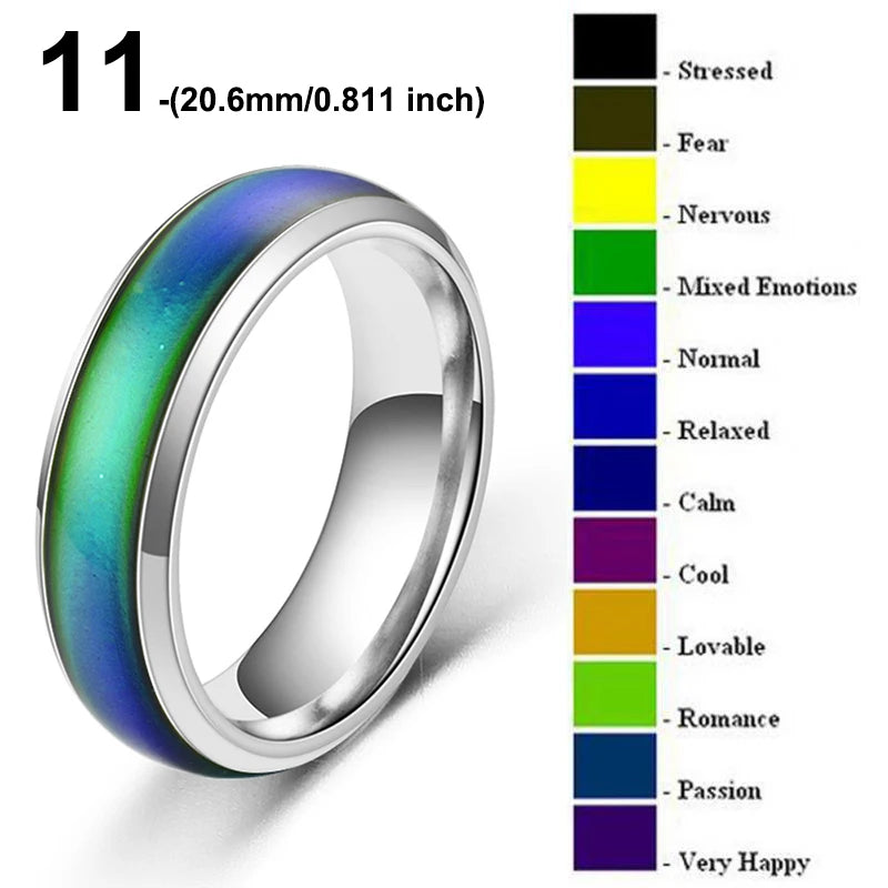 1pc Stainless Steel Mood Ring Changing Color Rings Emotion Feeling Temperature Ring For Women Men Couples Rings Fashion Jewelry Pi-Mart