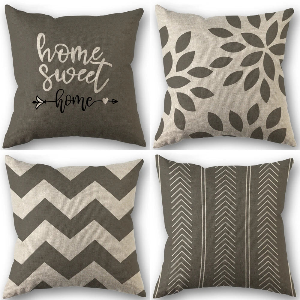 4Pcs Linen Square Cushion Cover,single-sided Printed Pillowcase ,Home Decor ,Room Decor,Living Decor,Bedroom Decor Pi-Mart