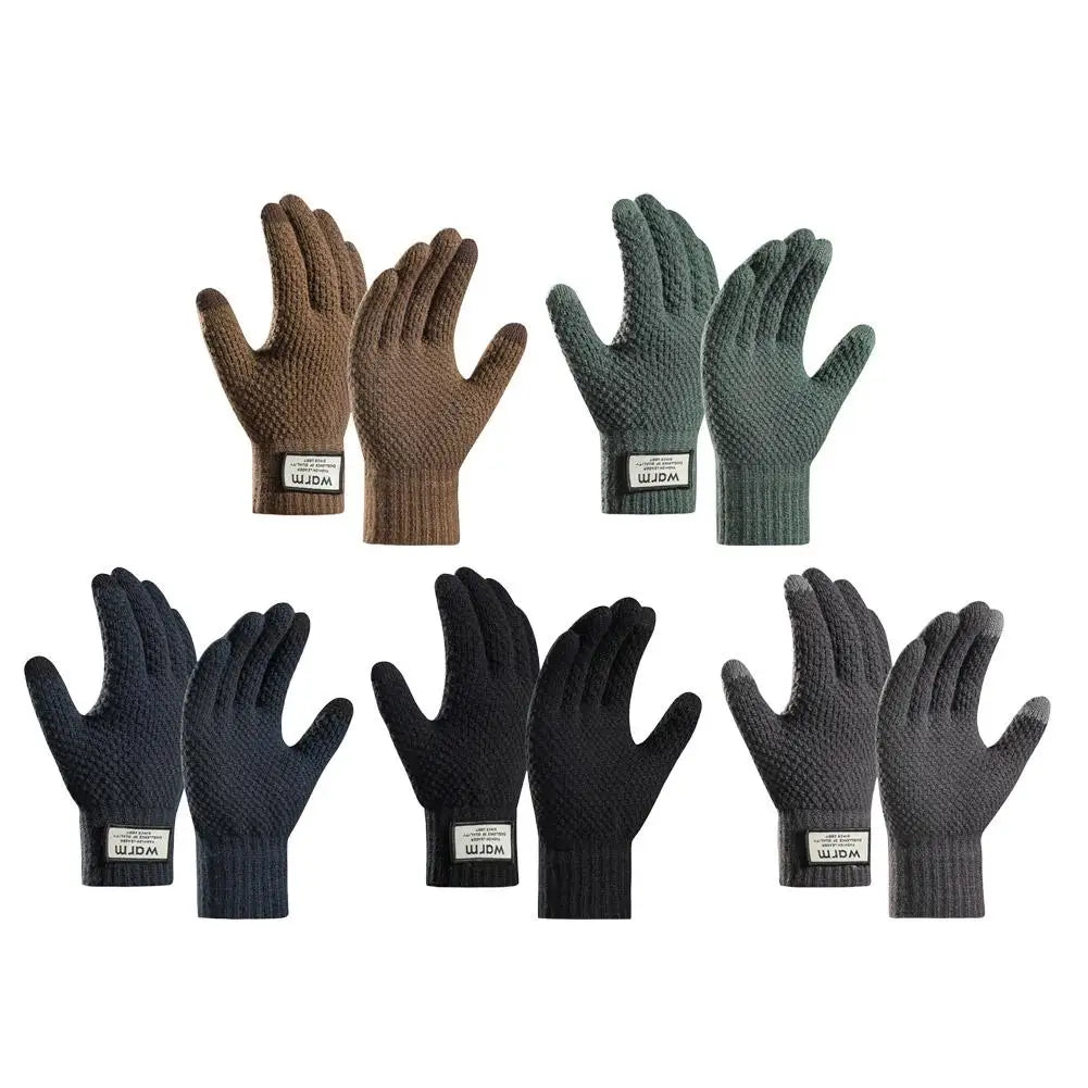 Thermal Winter Gloves For Men Thickened Warm Fleece Lined Anti-Slip Touch Screen Thermal Windproof Cycling Gloves Pi-Mart