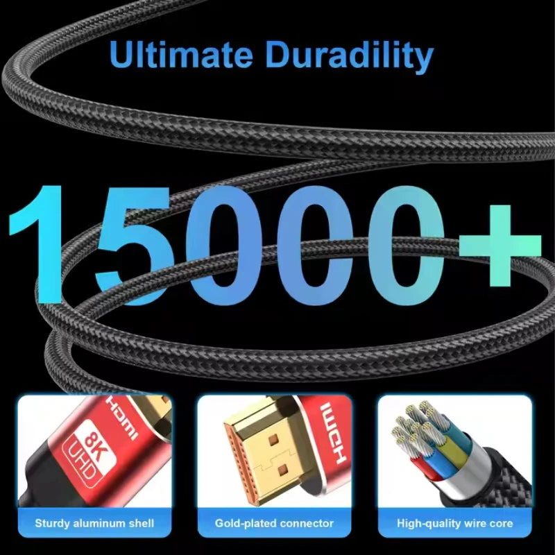 8K HDMI2.1 Cable High Speed HDMI 8K Cable 60HZ 2.1V 4K 144HZ 3D TV Computer Monitor Projector PS Game Console Audio And Video Pi-Mart