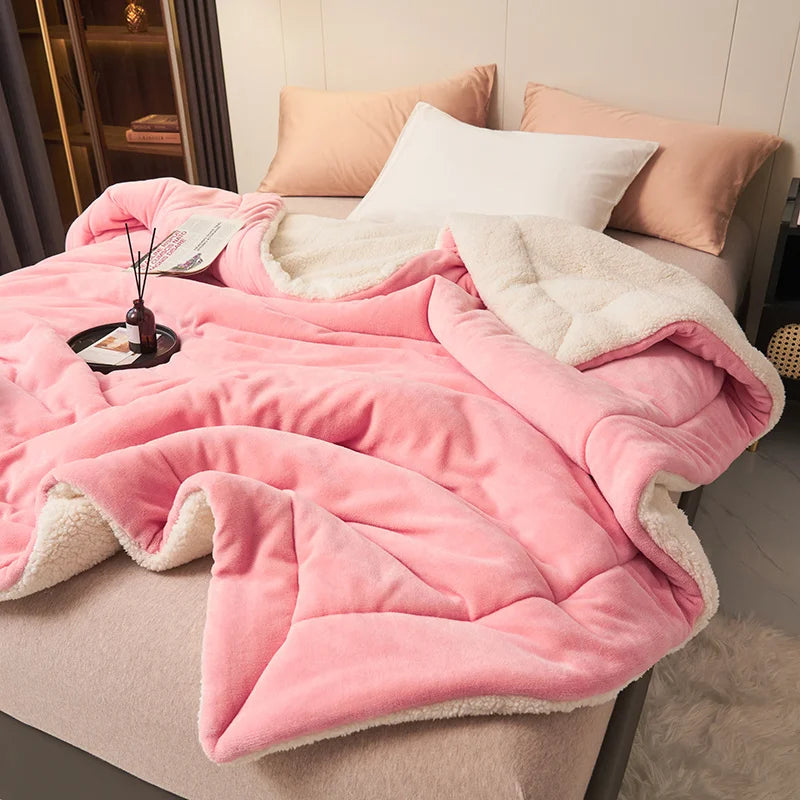 Spring Imitation Lambswool Multi-functional Blanket Queen Blankets for Bed Soft Plush Comfortable Milk Fleece Blanket for Throw Pi-Mart