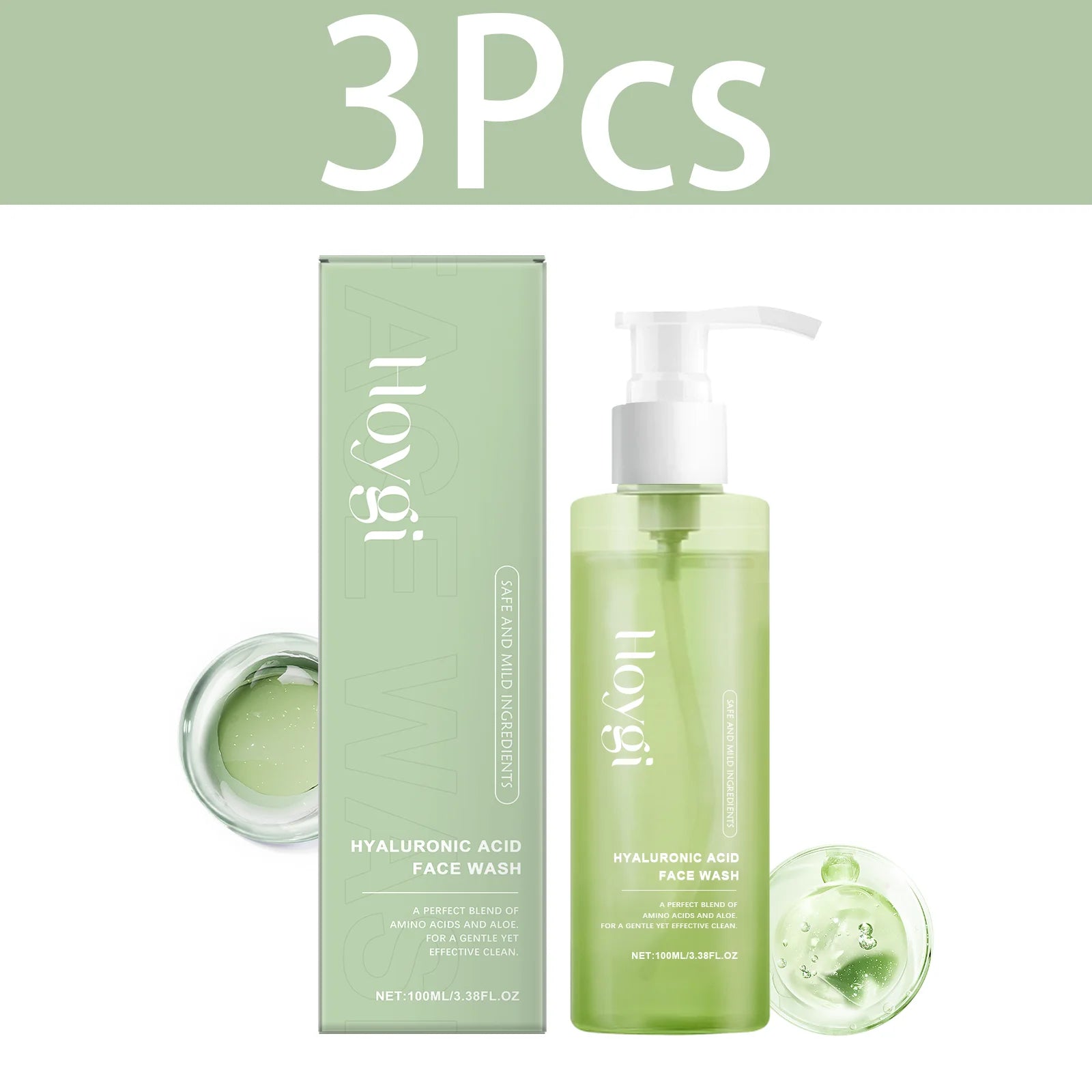 HOYGI Hyaluronic Acid Cleanser Oil Control Blackhead Remover Facial Skin Pore Cleansing Gel Brightening Exfoliating Face Wash Pi-Mart