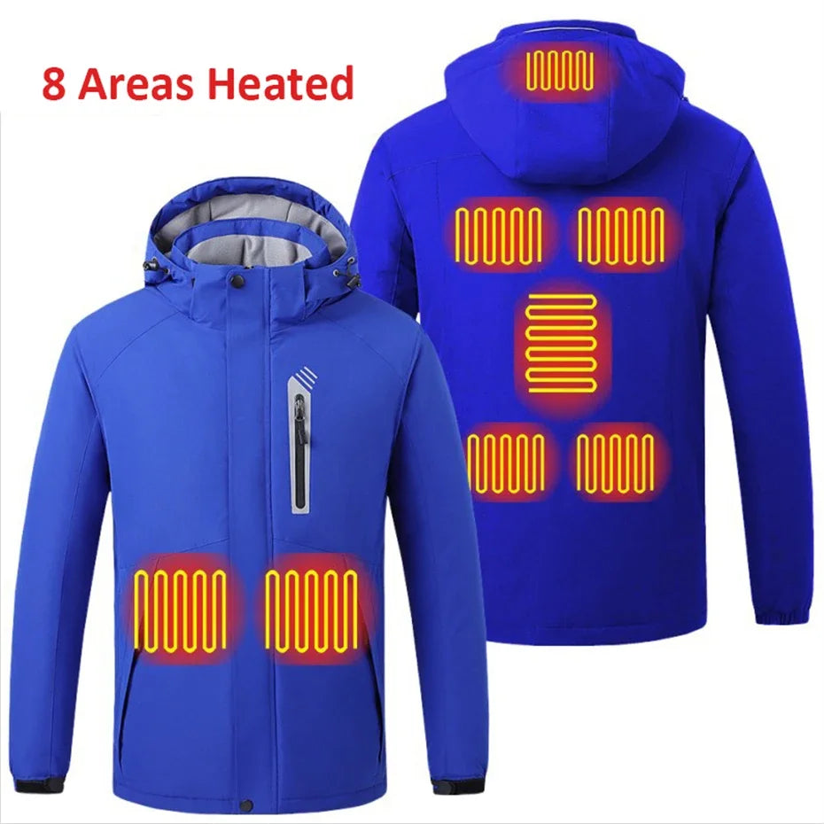 Heating Jackets Men Winter Warm Heated Windbreaker 8 Zones Electric Heated Coat Waterproof Coat Plus Size 5XL Outerwear Male Pi-Mart