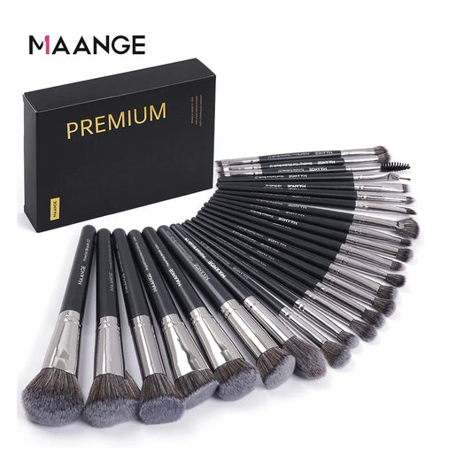 MAANGE Professional Gift Box 25 Pieces Makeup Brushes Kit Face Eye Beauty Brushes For Foundation Conceal Eyeshadow Contour Brush Tri Light Beauty