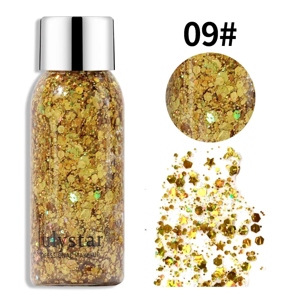 Glitter Eye Shadow Liquid Face Body Sequins Gel Long-Lasting Liquid Face Shimmer Multicolor For Party Music Festival Makeup 30ML Tri Light Beauty