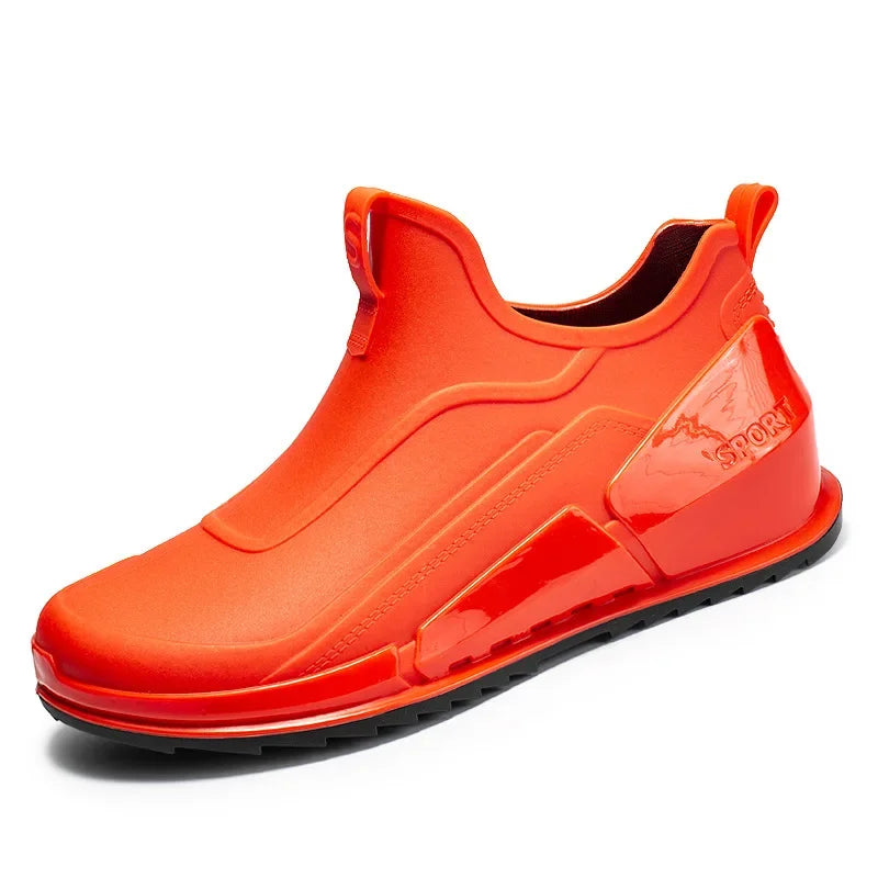 Men's Rain Boots Ankle Waterproof Shoes Men Casual Fishing Work Shoes Slip on Non-slip Rain Shoes Womens Kitchen Rubber Shoes Pi-Mart