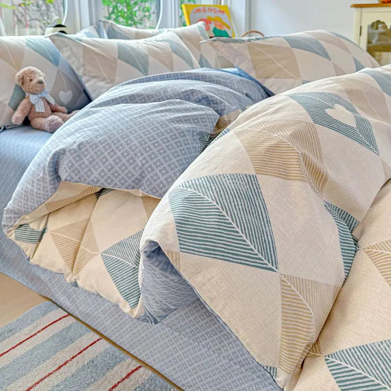 100% Cotton Bedding Set Duvet Set, Quilt Cover Pillow Sham, Wrinkle Free Machine Washable, All Season Comfort 240x220 Pi-Mart