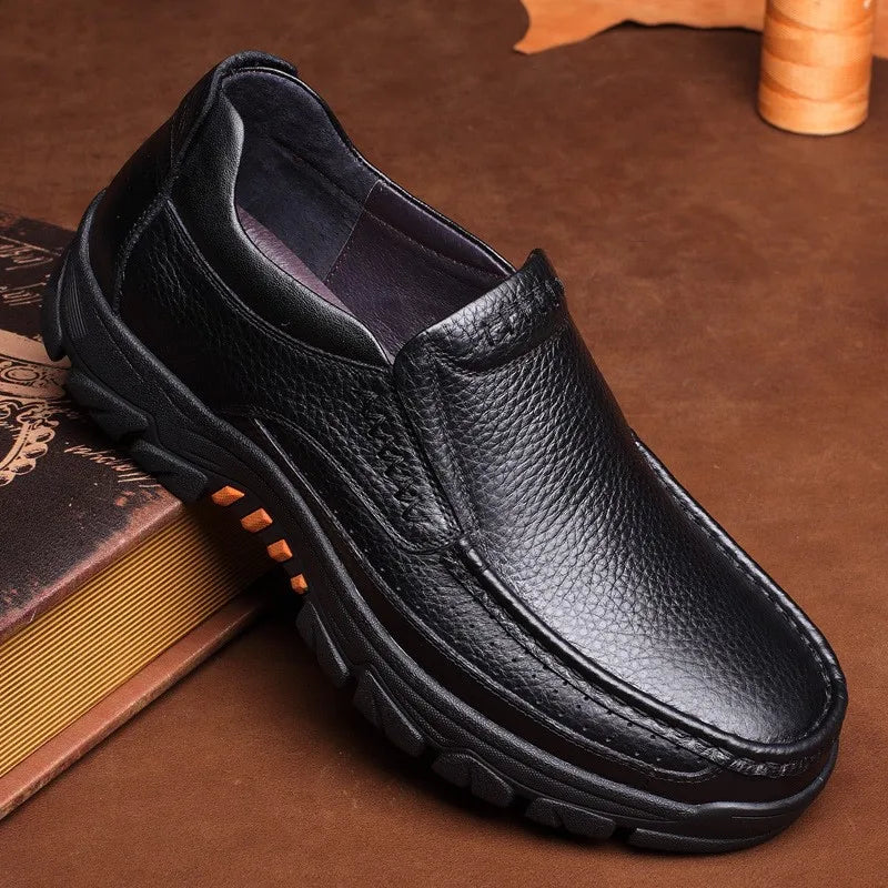 Autumn Genuine Leather Men's Casual Business Leather Shoes Lightweight Breathable Anti Slip Casual Leather Shoes Men Shoes Pi-Mart