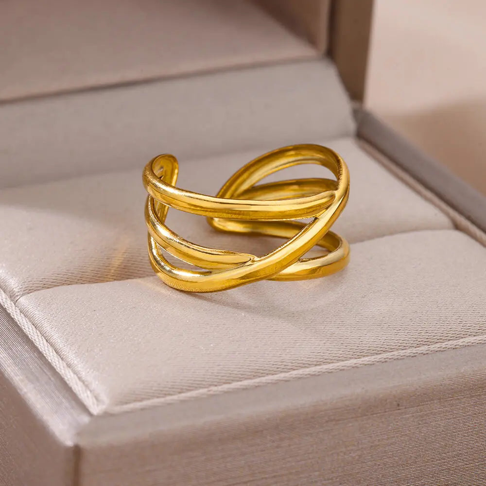 316L Stainless Steel Rings for Women Gold Color Never Fade Luxury Classic rings wedding couple rings Jewelry Free Shipping Pi-Mart