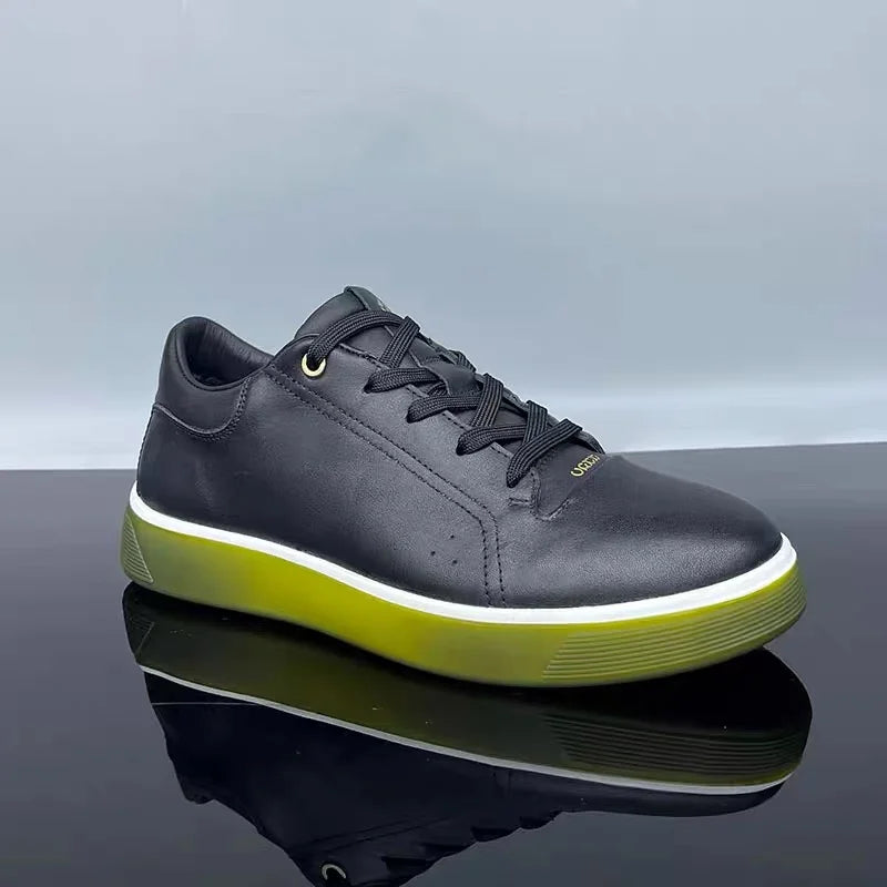 Fashion Genuine Leather Men Sneakers Breathable Comfort Classic Casual Shoes Mens Outdoor Walking Shoes Couple Footwear Pi-Mart