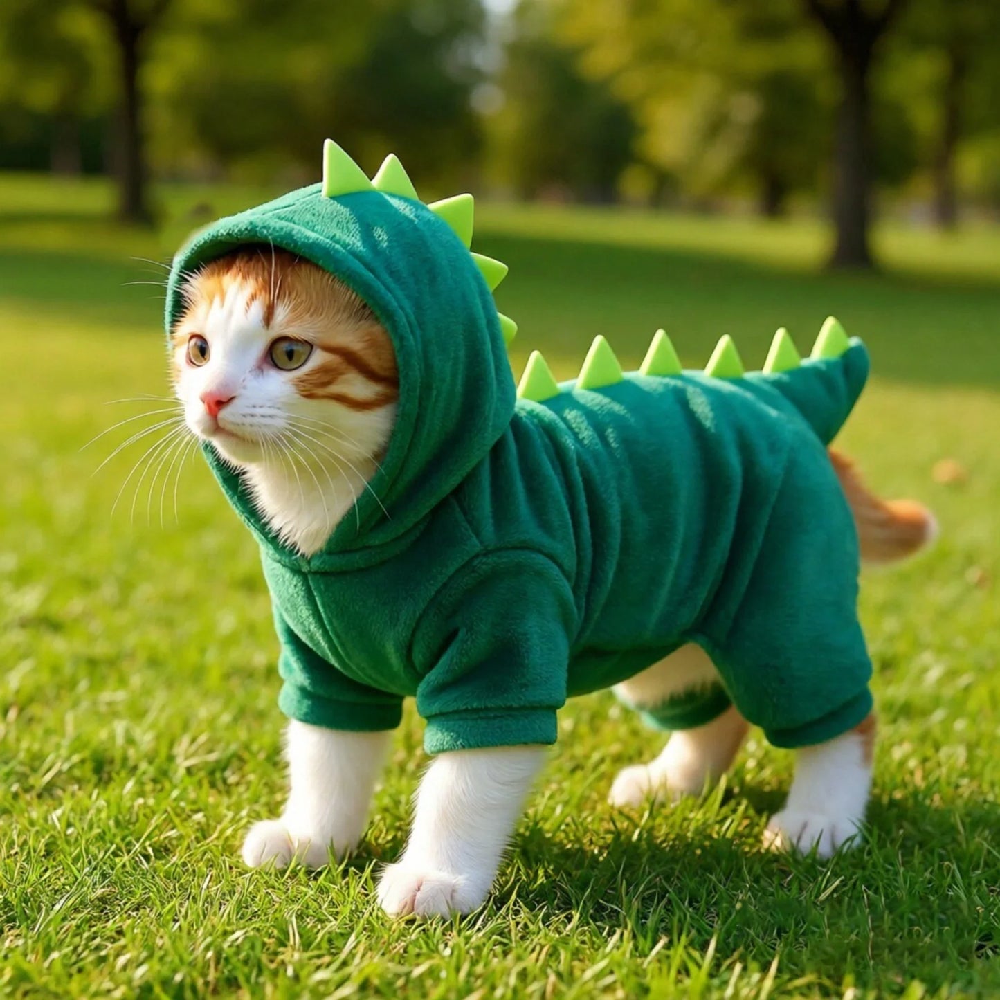 Cozy Dinosaur Cat Clothing Set Plush Lined Soft and Lightweight For Small Pets Costume Party and Outdoor Use Autumn Winter Wear LadyShow.Store