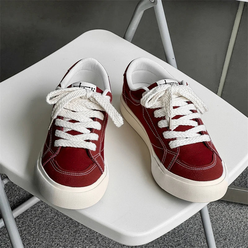 Mens Cowboy canvas Shoes Breathable Trend Mens board Shoes Thick Sole Trend Comfortable student Skateboard Trainers Footwear Pi-Mart