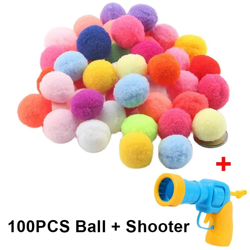 Cat Toys Interactive Launch Training Toy For Pet Kitten Creative Mini Shooting Gun Games Stretch Plush Ball Toys Pet Supplies Pi-Mart