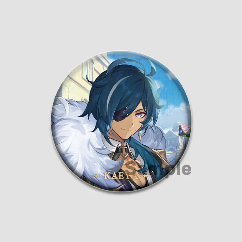 Genshin Impact Game Brooches 58mm Round Button Pins for Backpack Jackets Jewelry Cartoon Cosplay Badge Hutao Zhongli Xiao Badges Pi-Mart