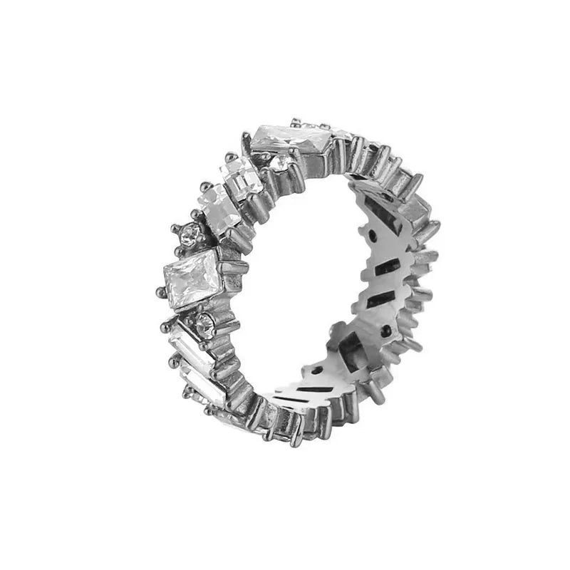 Stainless Steel Ring for Women Inlaid Zircon Rings Waterproof Romantic Fashion Jewelry Pi-Mart