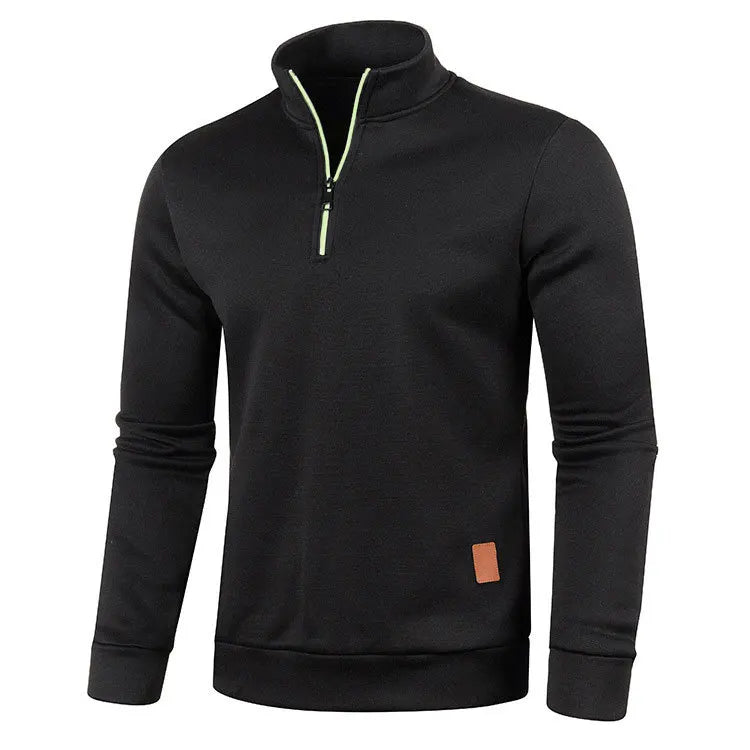 Autumn Men's Half Zipper Sweatshirts Long Sleeve Solid Color Pullover Turtleneck Streetwear Winter Warm Jacket Sport Coats Pi-Mart