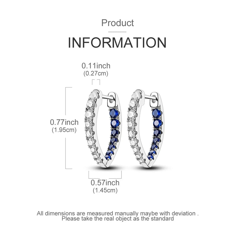 925 Sterling Silver Hoop Earring For Woman Night Sky Blue Purple Gemstone Original Earrings Fashion Jewelry Gift Pi-Mart