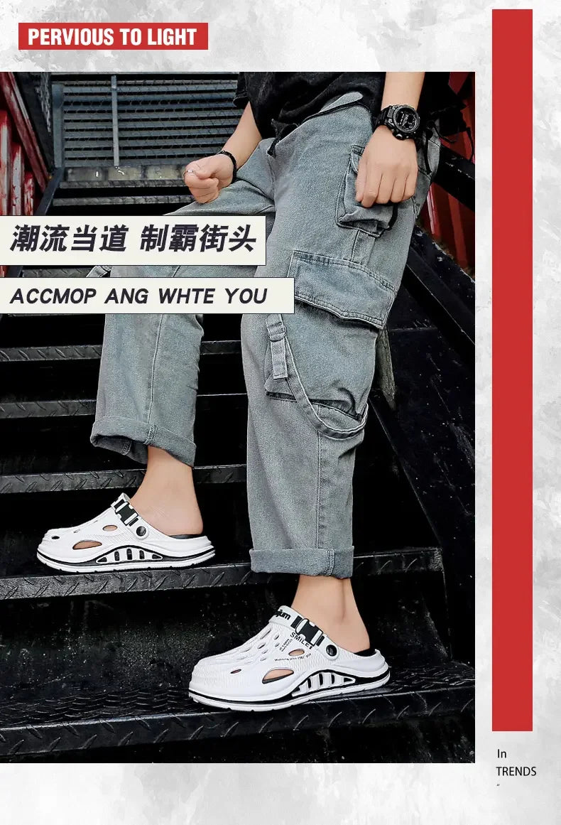 2026 New Men's Holes oes Summer Thi Bot Anti-Slip Driving Beach Slippers Spor Casual EVA Injection Moulding Footwear Pi-Mart