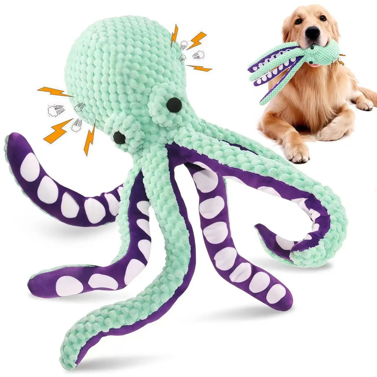 Cute Octopus Plush Dog Toy Squeaky Bite-Resistant Chew Toy for Puppy Teeth Cleaning Interactive Pet Toy Pi-Mart