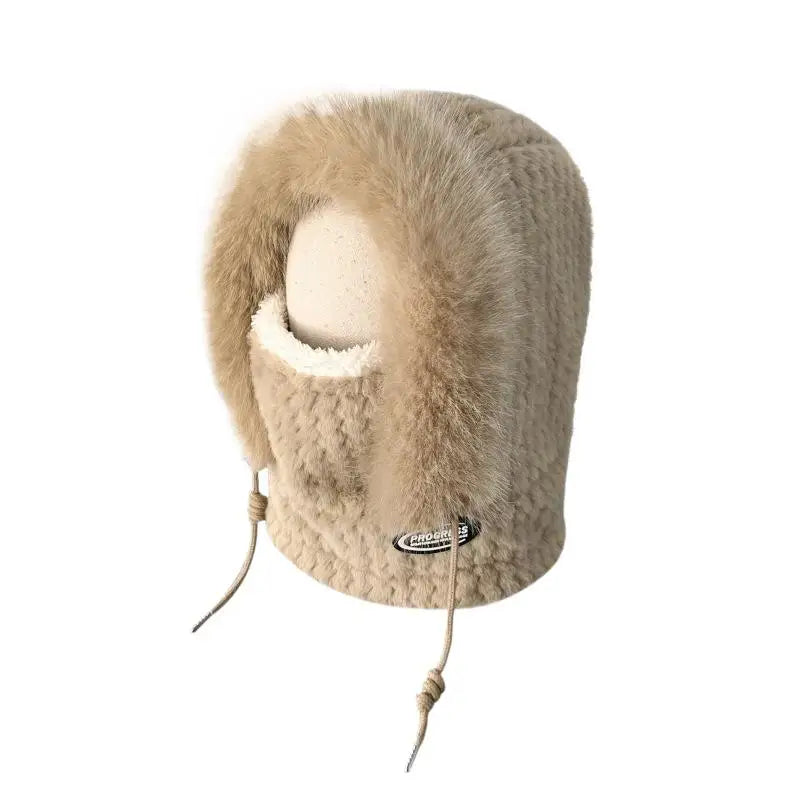 Simple Solid Color Cycling Windproof Cap Thickened Neck Warmer Ear Protection Hat Keep Warm Windproof Winter Hat Scarf Set Pi-Mart