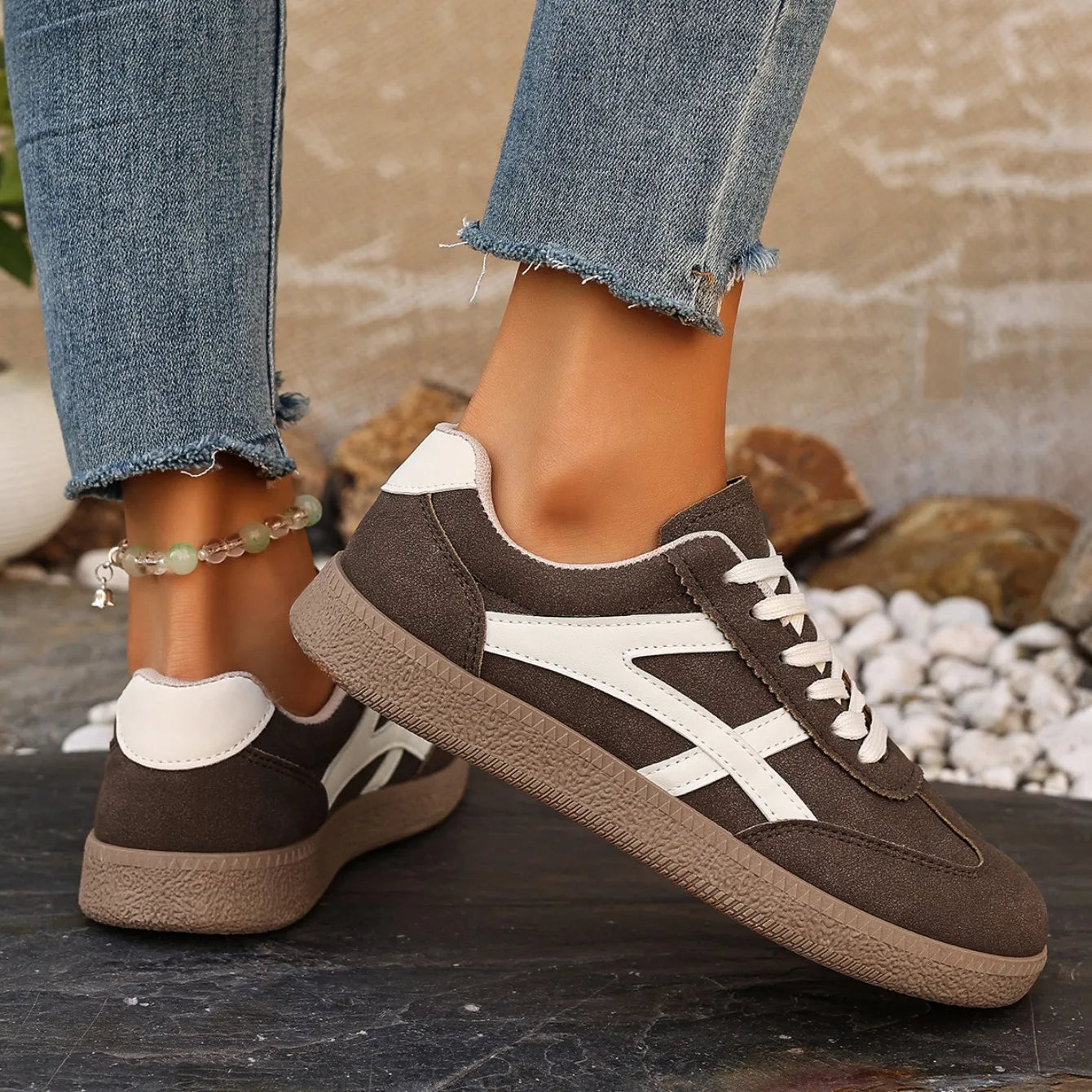 Women Sneakers 2026 Fashion Casual Flats Vulcanize Shoes Round Toe Lace Up Comfortable Flat Shoes for Women Zapatos De Mujer Pi-Mart