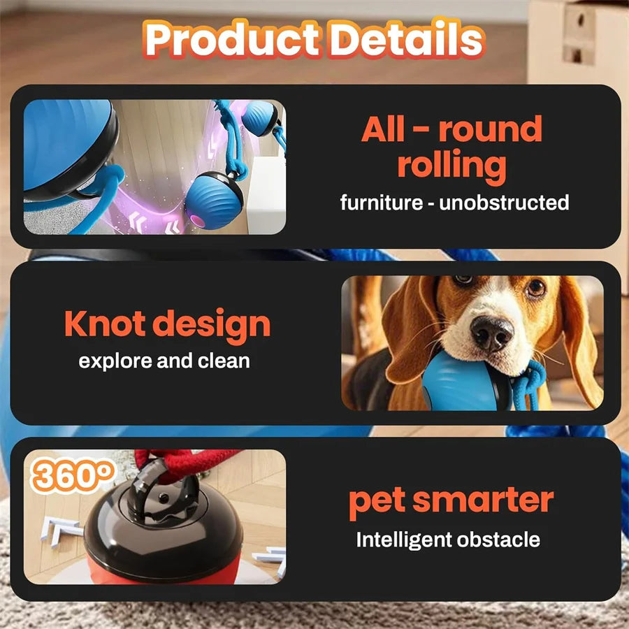 Intelligent Dog Toy Ball Electronic Interactive Cat Toy Usb Automatic Moving Bouncing Ball For Large Medium Dog Holiday Pet Gift Pi-Mart