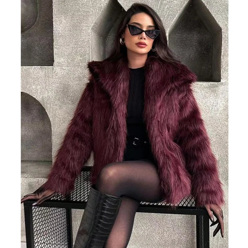 MUJER Faux Fur Hairy Coat Woman Warm Winter Fluffy Coat Women New Plush Jackets for Women Outerwears Luxury Women's Teddy Coats LadyShow.Store