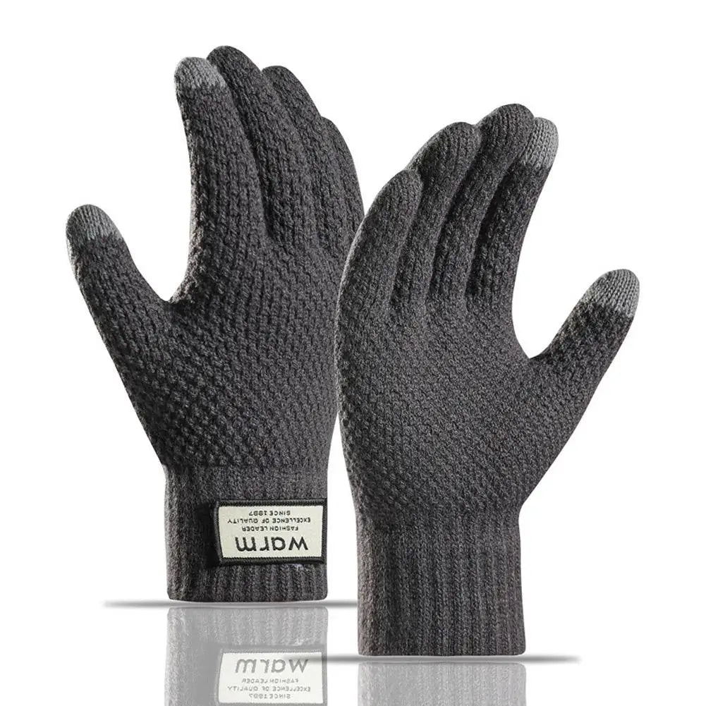 Thermal Winter Gloves For Men Thickened Warm Fleece Lined Anti-Slip Touch Screen Thermal Windproof Cycling Gloves Pi-Mart