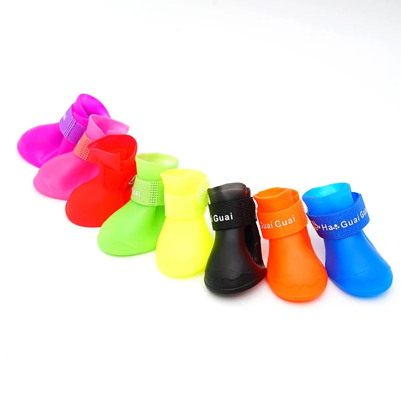 Pet silicone rain shoes anti-dirty non-slip waterproof dog shoes soft bottom footwear small dogs cats teddy Shoes Pi-Mart