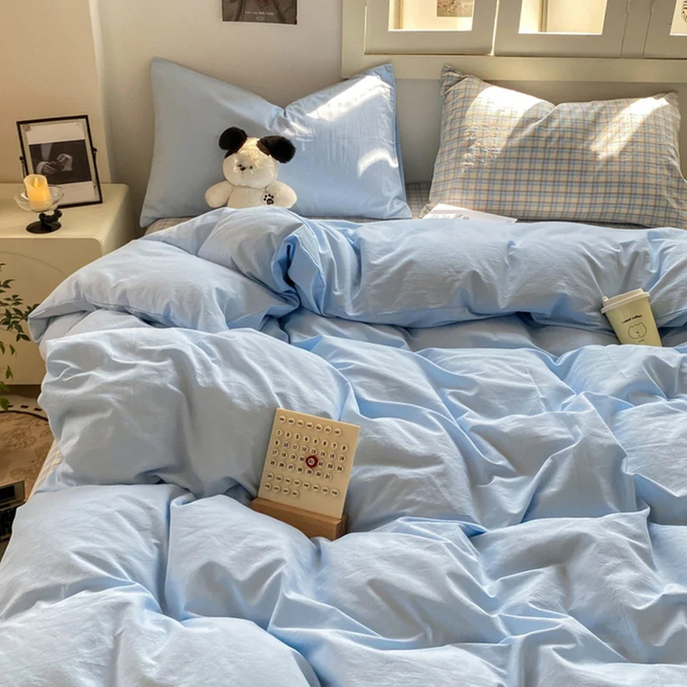 Ins Style Stripes Bedding Duvet Cover Set with Pillowcase bed sheet Full Size Bed Linen Quilt Cover Set Queen/King Double Single LadyShow.Store