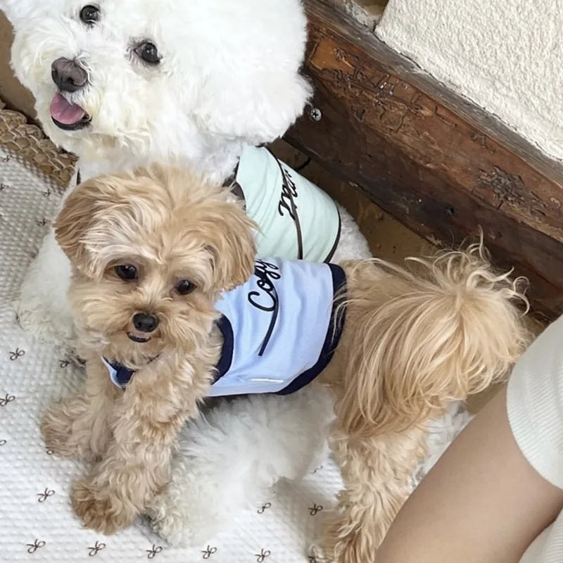 Summer Letter Printed Puppy Sling Breathable Teddy Vest Small Dog Bow T-shirt Casual Dog Clothes Pet Supplies Pi-Mart
