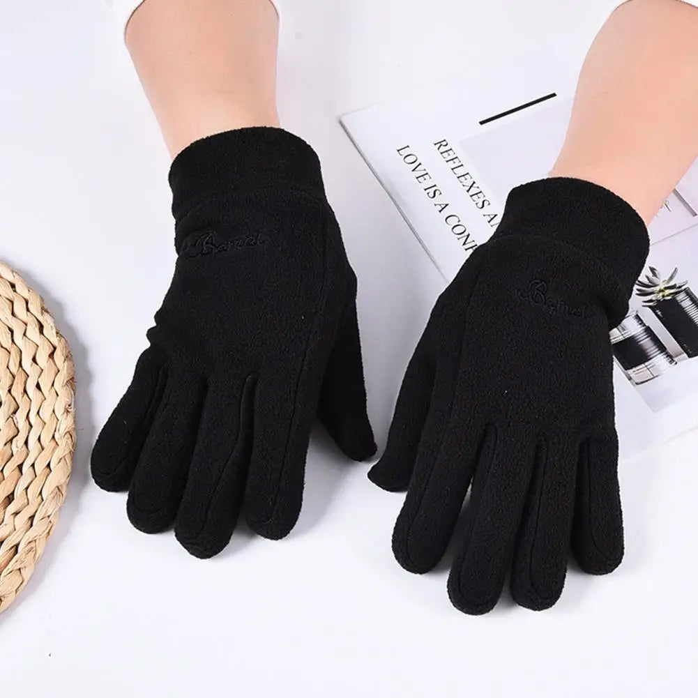 1 Pair Winter Polar Fleece Gloves Men Women Warm Outdoor Cycling Driving Gloves Windproof Non-Slip Soft Thickened Male Gloves Pi-Mart