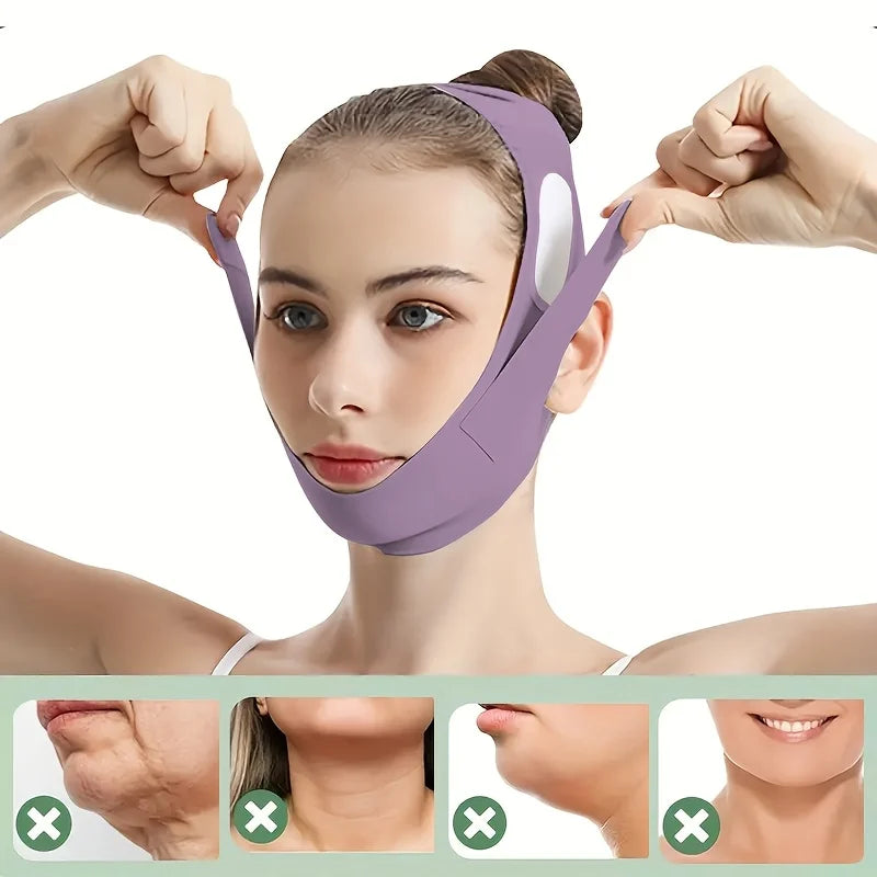 Overnight Face Lift Band with Graphene Fiber - Double Chin Reducer & Jawline Definer, Washable Reusable Beauty Strap 5 Sizes LadyShow.Store