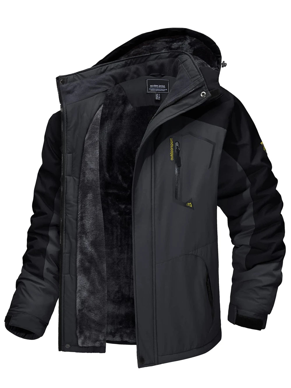 TACVASEN Fleece Lining Mountain Jackets Mens Hiking Jackets Outdoor Removable Hooded Coats Ski Snowboard Parka Winter Outwear Pi-Mart