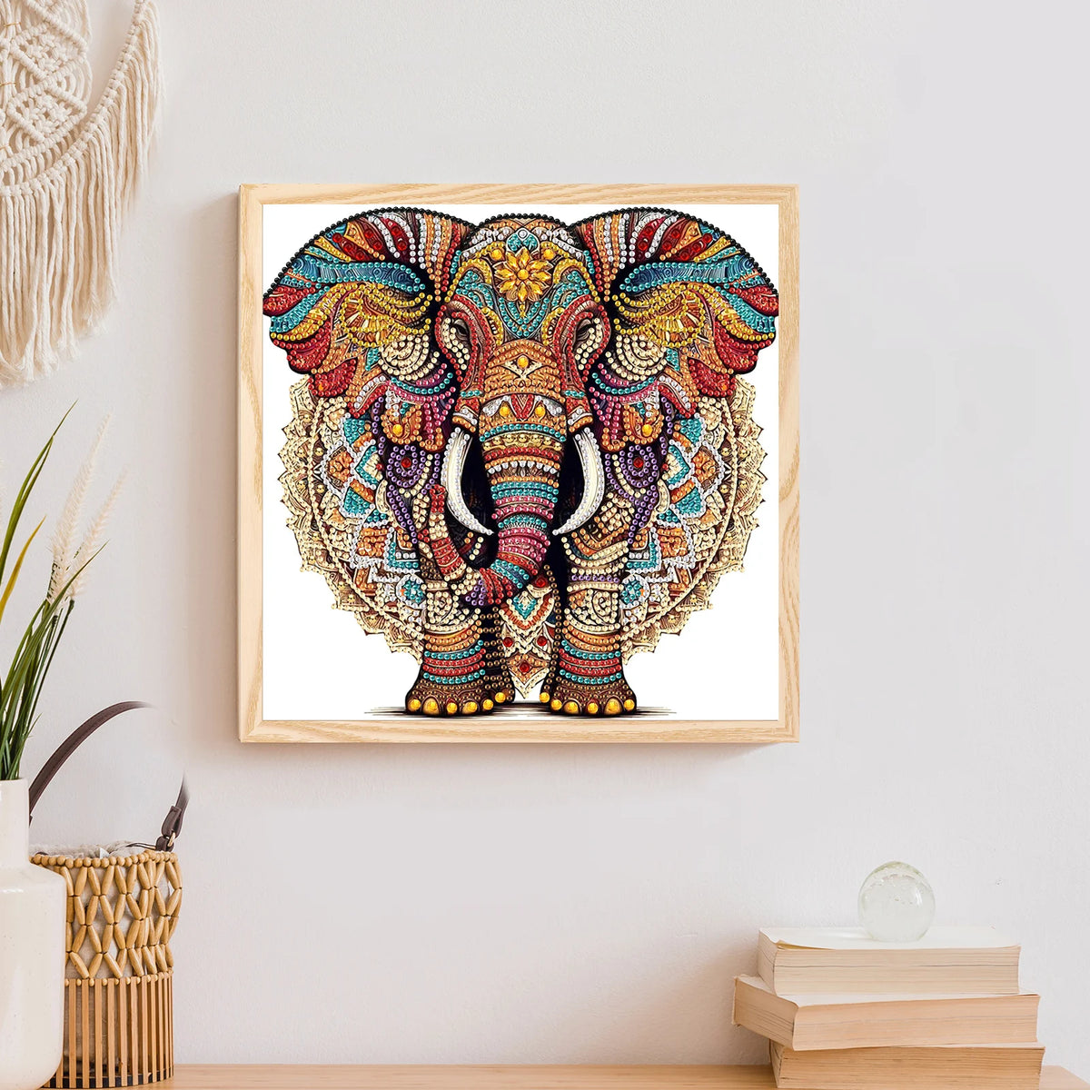 5D DIY Diamond Painting Kit Elephant Pattern Decoration DIY Alien Drill Diamond Mosaic Art Gift Crafts Wall Home Decoration Pi-Mart