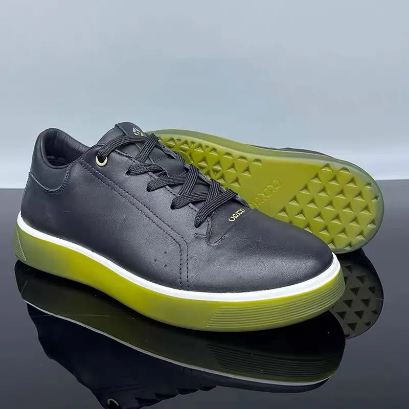 Fashion Genuine Leather Men Sneakers Breathable Comfort Classic Casual Shoes Mens Outdoor Walking Shoes Couple Footwear Pi-Mart