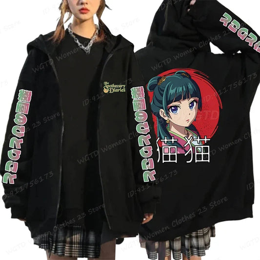 Funny The Apothecary Diaries Print Hoodies Men Women Casual Harajuku Zipper Hooded Pullovers Coat Anime Streetwear Sweatshirt LadyShow.Store