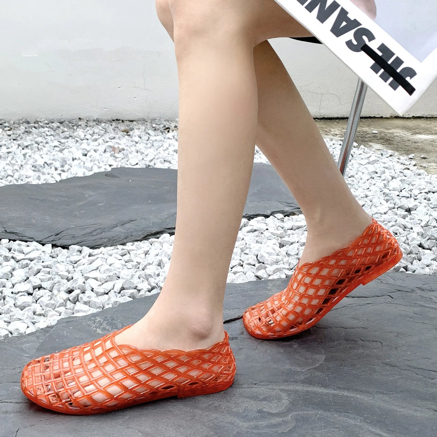 2025 Women's New Flat Sandals with Hollow PVC Breathable Summer Outerwear Baotou Bag and Casual Jelly Sandals LadyShow.Store